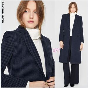 Club Monaco Slim Tailored Coat Houndstooth Navy Black Size‎ Small